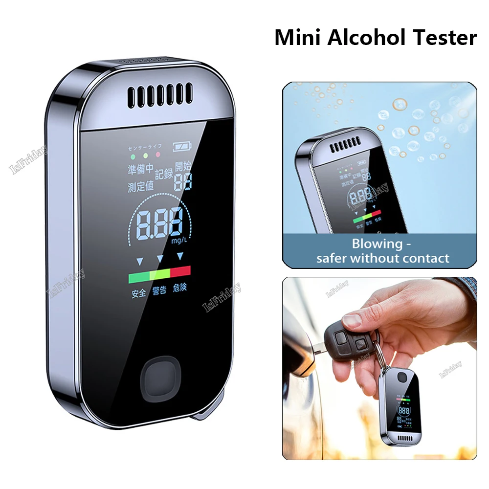 New Analyzer Digitales Detector Breathalyzer Machine Mouthpiece Alcohol Tester Portable Alcoholmeter Keychain