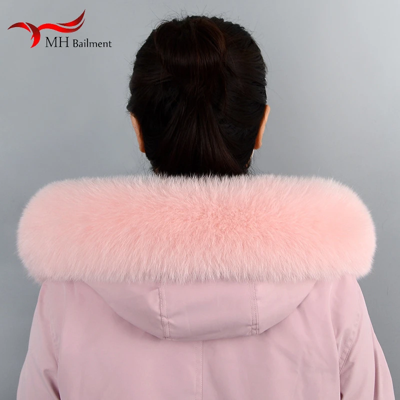 100% Real Fox Fur Collar Oversized Raccoon Fur Collar Custom-made Winter Fur Scarf Headband Jacket Hat Striped Collar Women