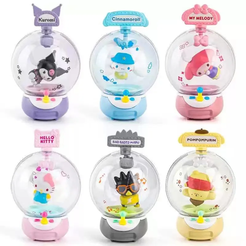 

6Pcs Genuine Sanrio Anime Clip Doll Machine Series Blind Hello Kitty Box Ornament Cinnamonoll My Melody Room Decoration Toy Gift