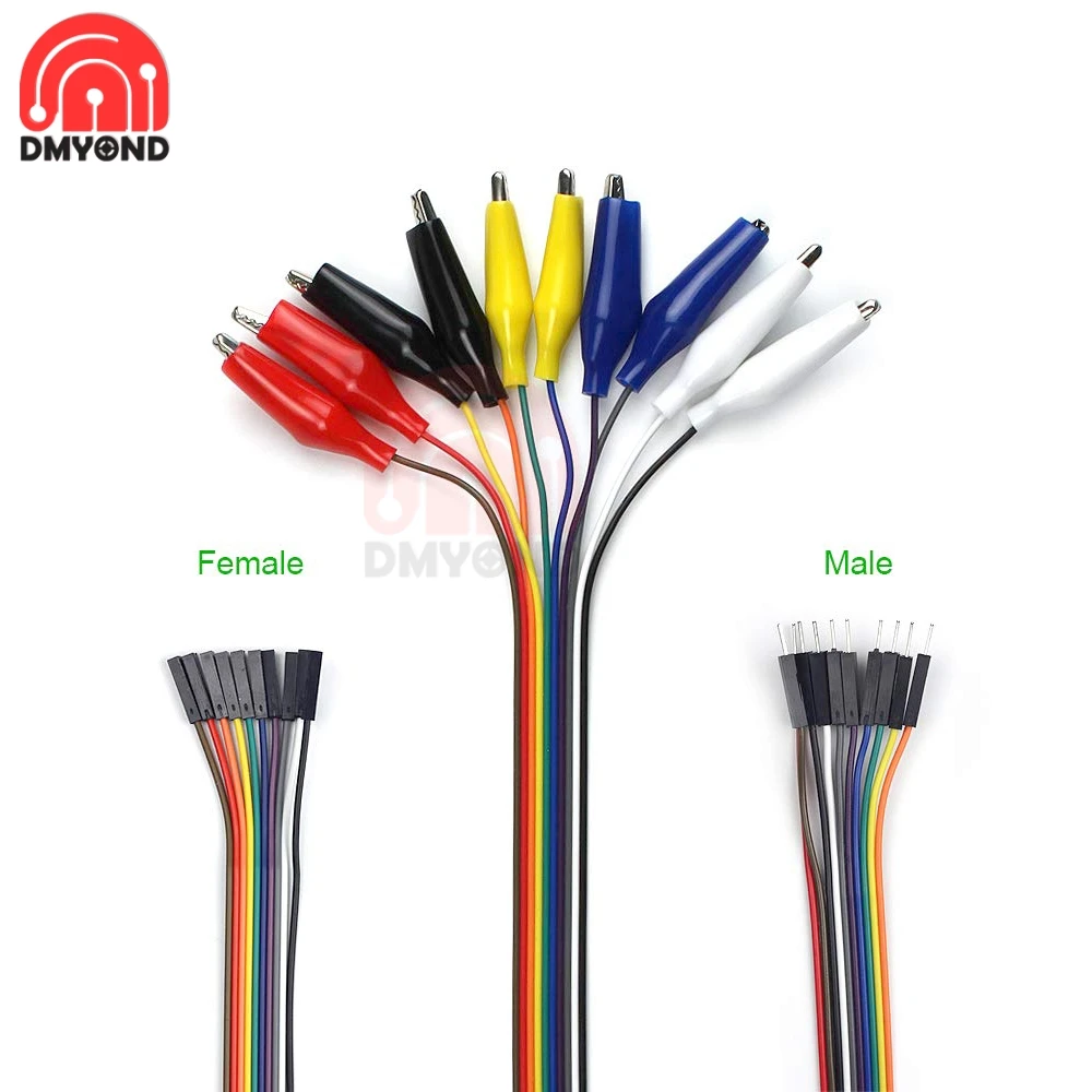 20cm 30cm 10 Pin Dupont Line Double-end Alligator Clips Jumper Wire Male Female Crocodile Clip Test Lead Jumper Wire Line Cable