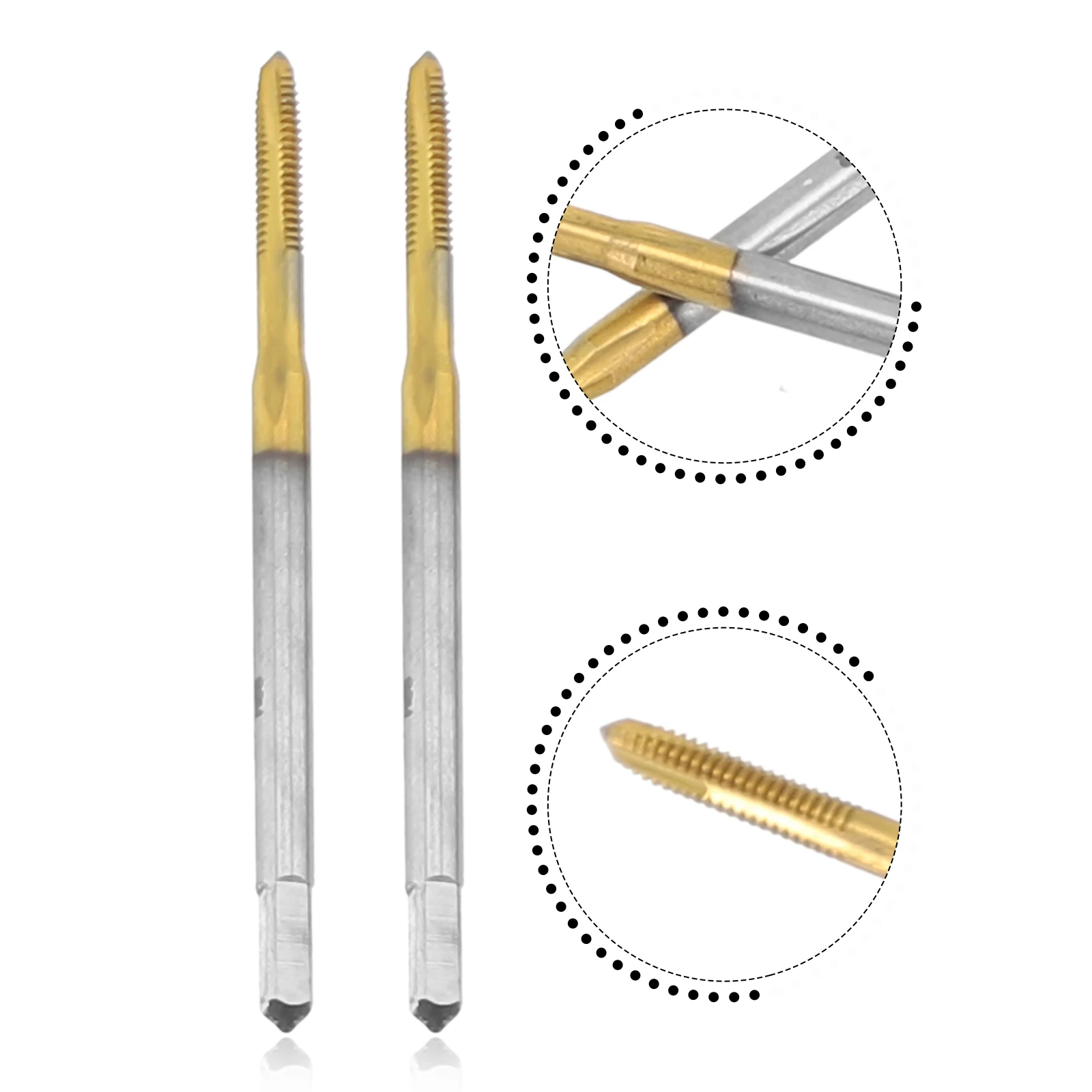 

2PCS M2 Metric Thread Tap Drill Bits Coated for Repair and Assembly in Furniture and Machinery High Hardness Tool