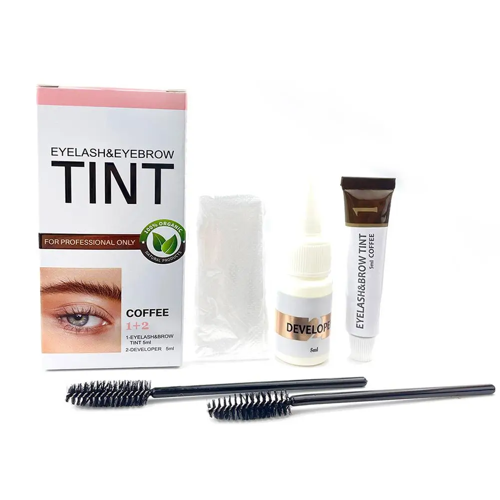 Professional Eyelash Eyebrow Dye Tint Waterproof 15-minute Easy Eyelash Kit Fast Gel Brown Tint Coffee Tint Black Dye Color I0V0