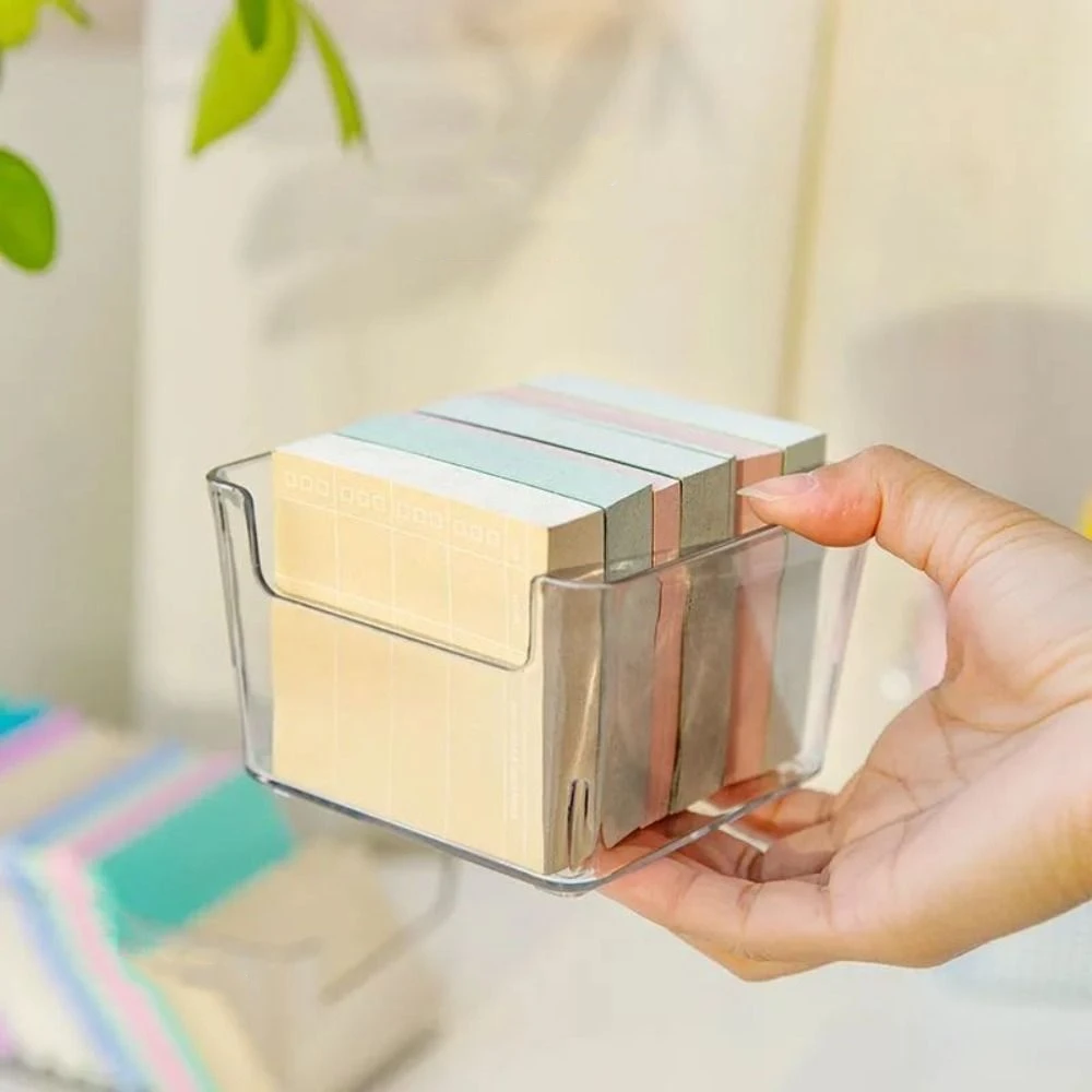 Simple Chic Acrylic Note Holder Transparent Waterproof Clear Note Box Efficient Card Paper Desk Organizer Desktop