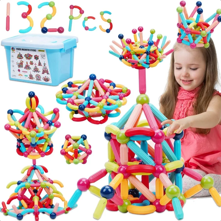 

COUOMOXA Magnetic Toy Montori for : 3 4 5 6 7 8 9 10 11 12 Years Old Building Sticks Magnetic Creative Toy Age 312 Playroom Fam