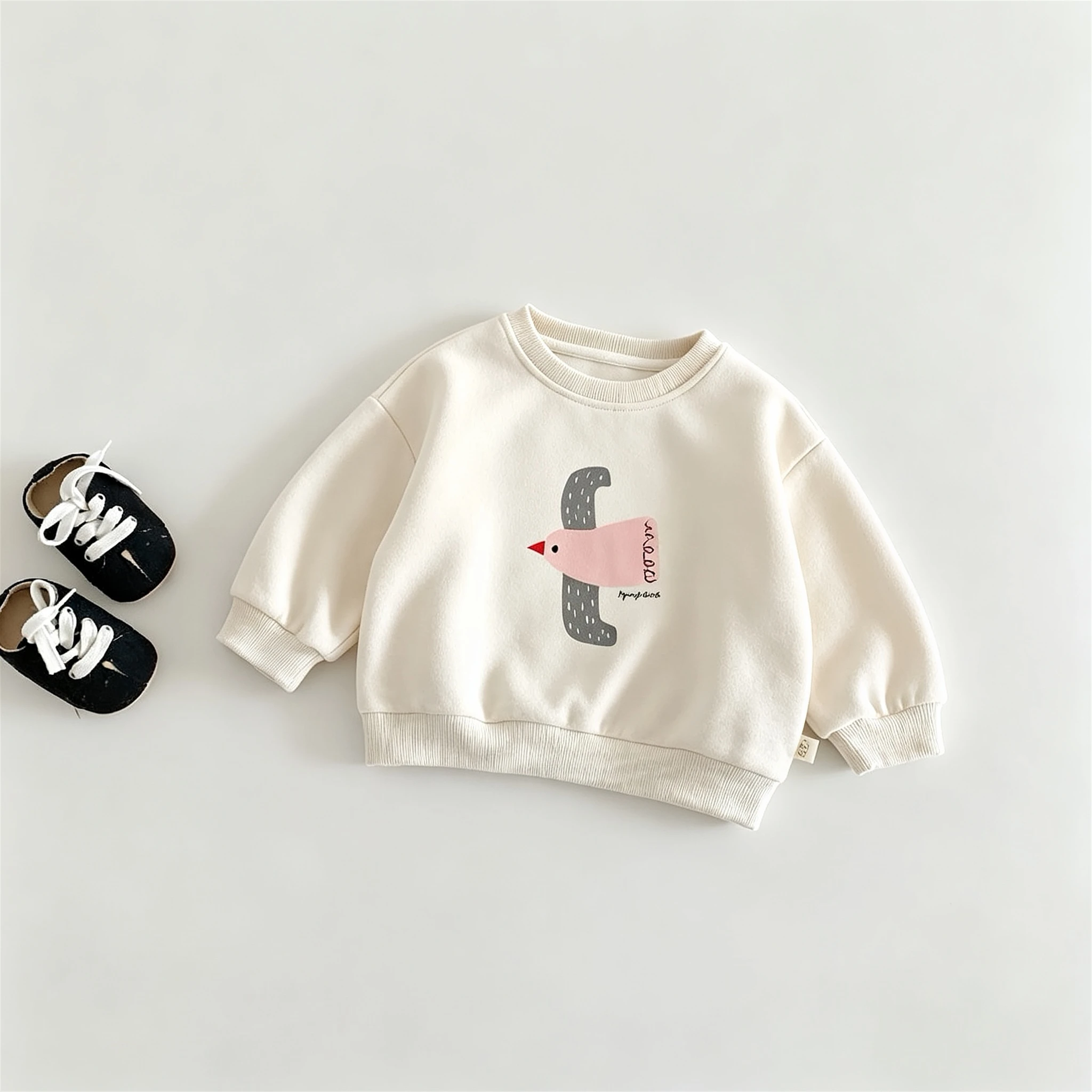 Solid Color Simple Fashion Children's Sweatshirt Long Sleeve Tops Korean Style Fashion Baby Girl Boy Round Collar Hoodie 6m-6y