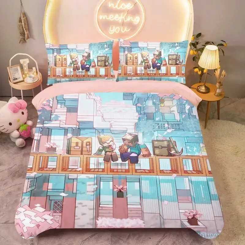 

Game Creeper Duvet Cover Pillowcase Bedding Set Adult Boy Girl Bedroom Decoration Children Gift Single Double Large Size Notch