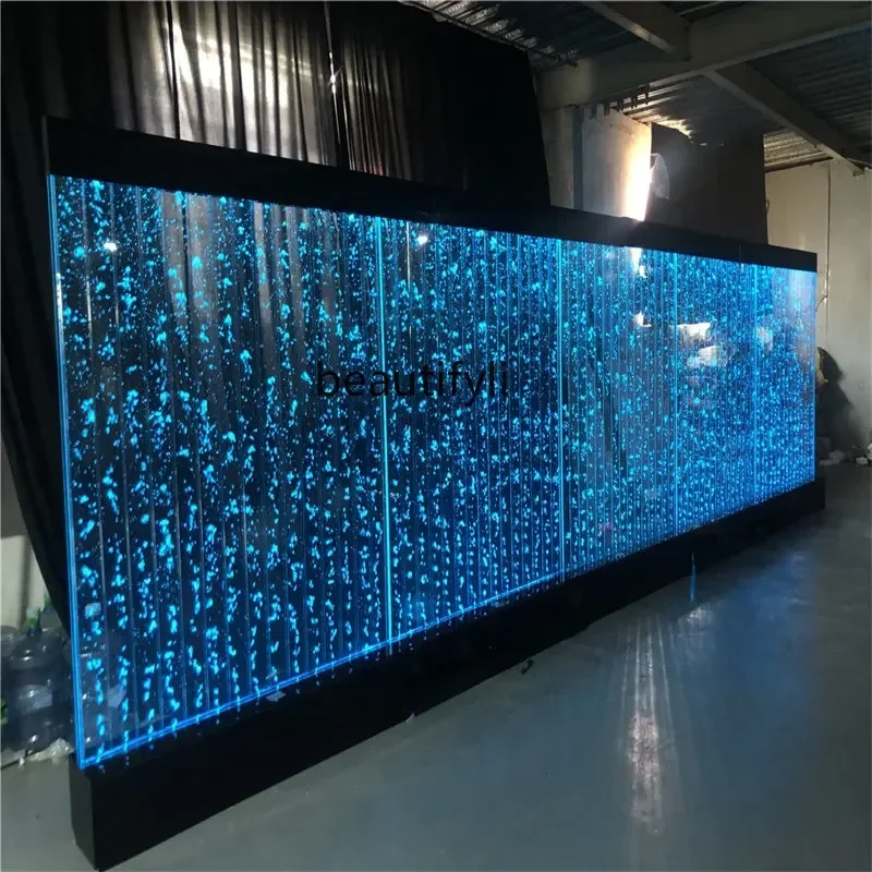 Large Water Curtain Wall Water Bubble Wall Acrylic Screen Hallway Fake Fish Tank Partition Decoration