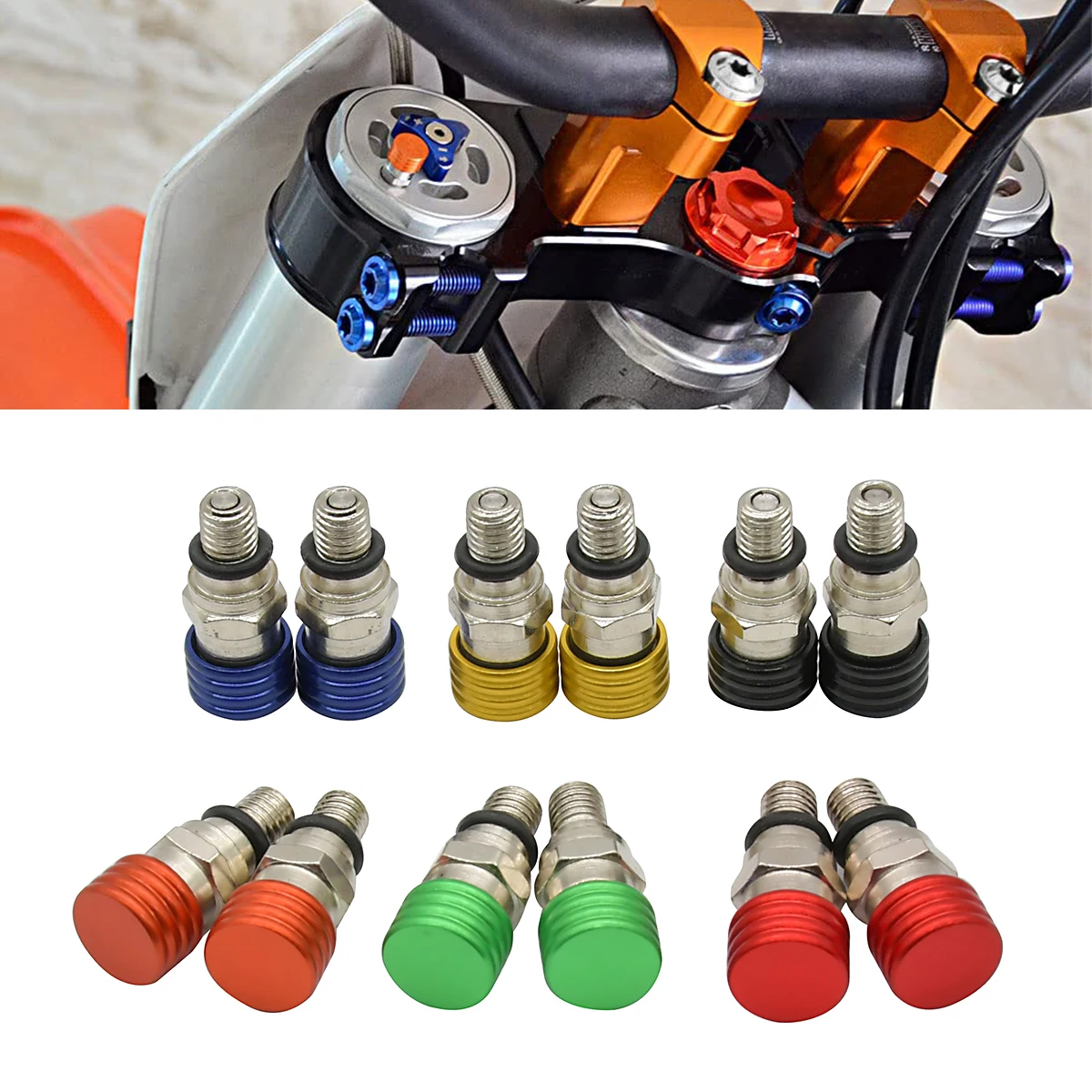 Motorcycle M5x0.8 CNC Front Fork Bleeder Relief Valve For Suzuki DRZ250 DRZ400R DRZ400S DRZ400SM RMZ250 Yamaha Kawasaki Honda