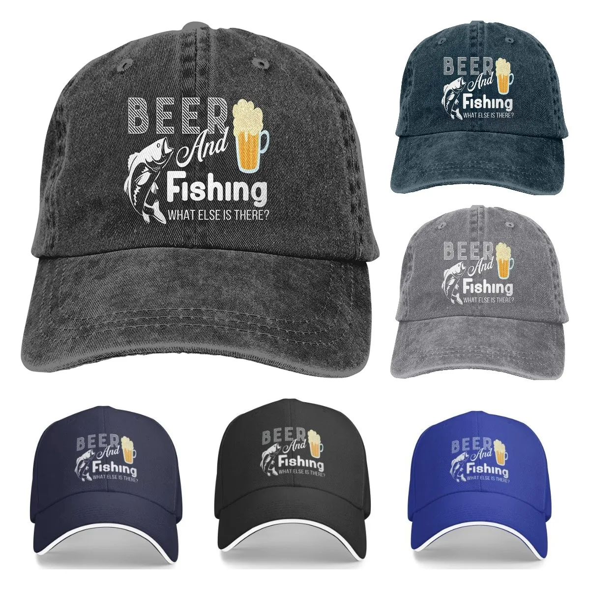 Fishing and Beer What Else There Hats,Unisex Baseball Cap Adjustable Outdoor Mesh Cap Trucker Hats