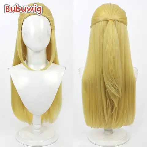 Bubuwig 합성 머리 젤다 공주 코스프레 가발, 여성용 긴 스트레이트 금발 파티 코스 가발, 내열성, 80cm Best5