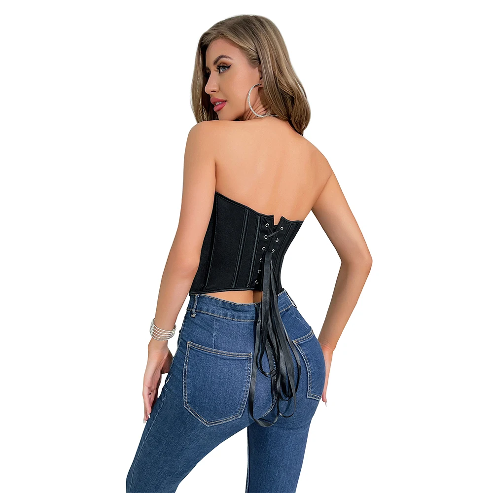 Breathable Mesh Bustier Crop Top Front Hooks Overbust Corset Sleeveless Summer Streetwear