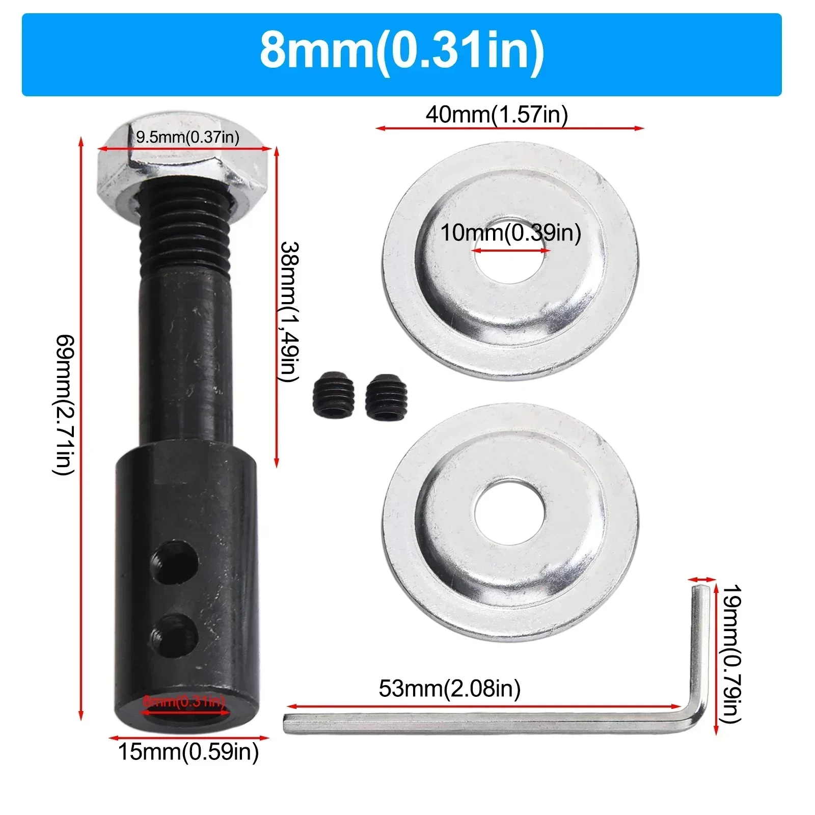 Imagem -02 - Conjunto de Adaptador de Eixo para Polimento de Moagem mm mm mm 10 mm 12 mm 14 mm 16 mm Eixo Motor Banco Moedor Extensor Manga Casal 1