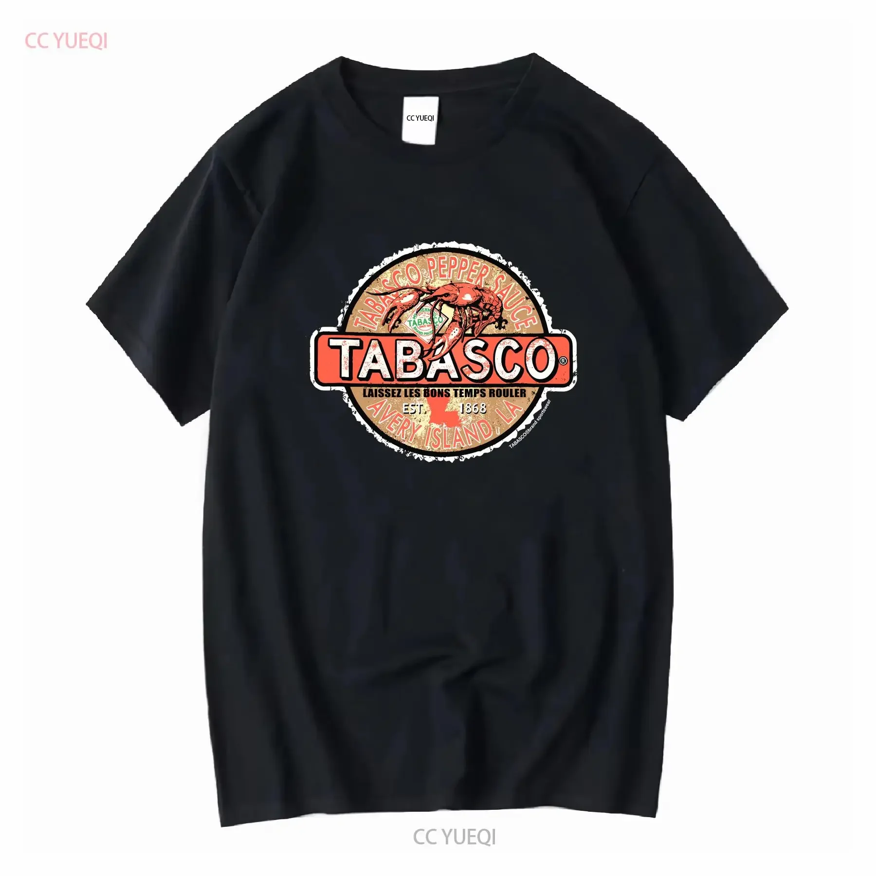 Tabasco pimienta salsa camiseta adulto XL negro Avery Island LA rojo Crawdad Logo hombres manga larga o corta vintage lavado Casual