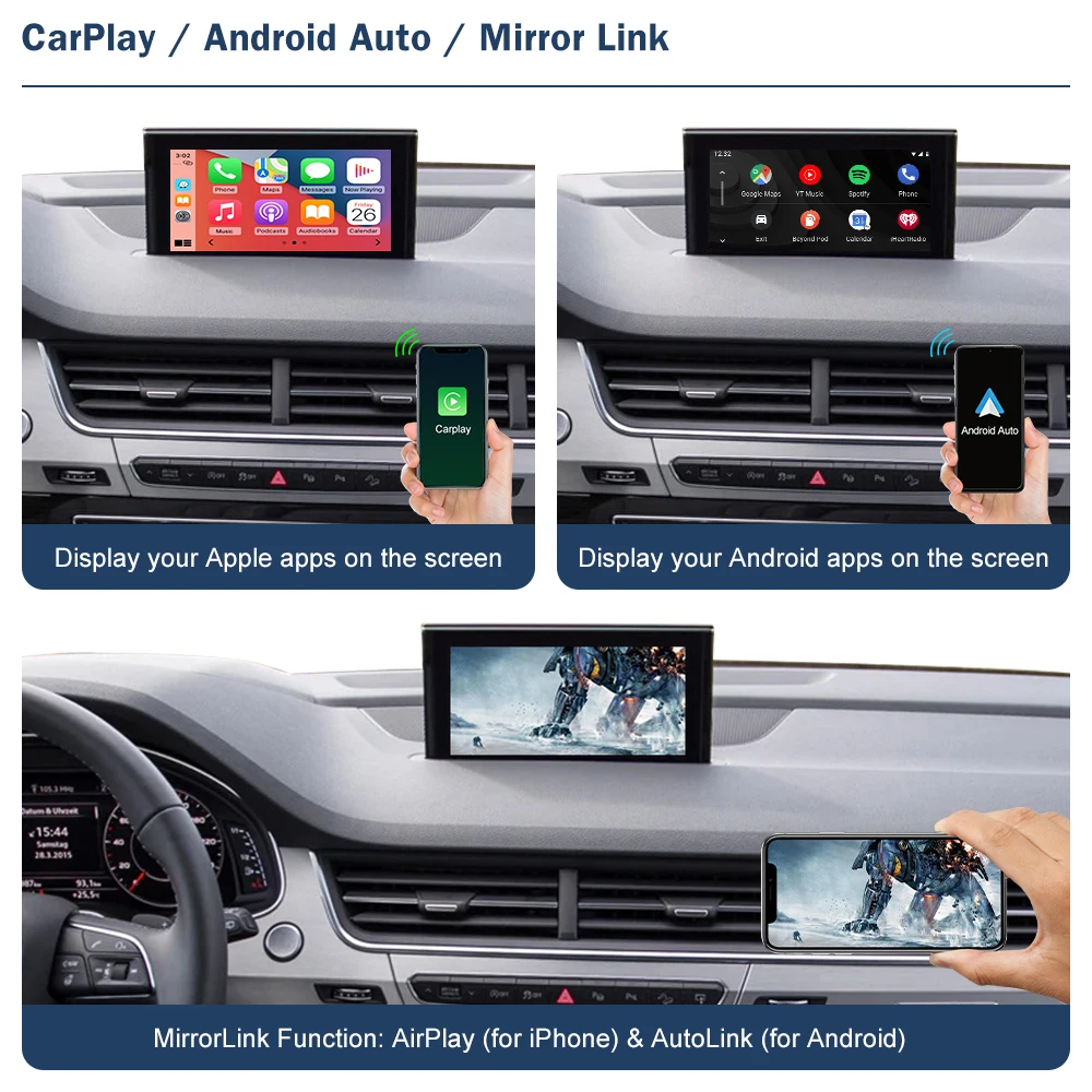 Közúti felső Szikratávirát carplay Dekódoló android automat felület számára audi Q7 2016-2019 vel Szétszórás Tükör Láncszem autó Színleli Függvény