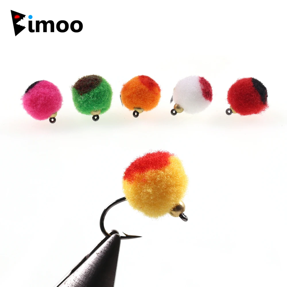 Bimoo 18pcs/box Multiple Color Brass Bead Head Egg Fly #10 Hook Trout Grayling Salmon Steelhead Fishing Lure Baits