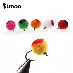 Bimoo 18 개/상자 여러 색상 황동 비드 헤드 에그 플라이 #10 후크 송어 그레이 링 연어 스틸 헤드 낚시 미끼 Baits