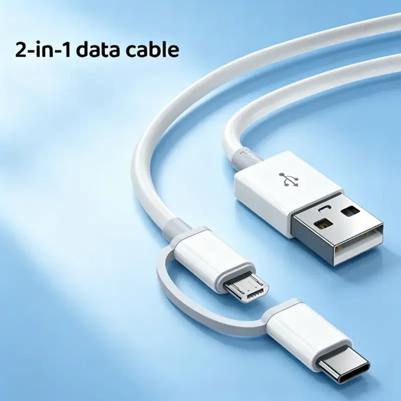 2 in 1 Type C USB PD Cable Data Cables Micro USB Cords USB-C Fast Charging Phone Data Cord For Xiaomi 15 Samsung Huawei Oneplus