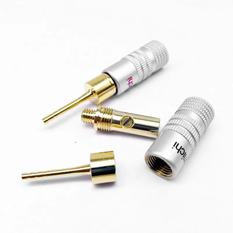 دبوس مكبر صوت Nak-Amichi ذهبي 24 قيراط ، مقابس ذكور ، موصل قفل لولبي ، سدادة مستقيمة ، 2 مكعب ، موزة ذكر ، أسود وأحمر ، 1