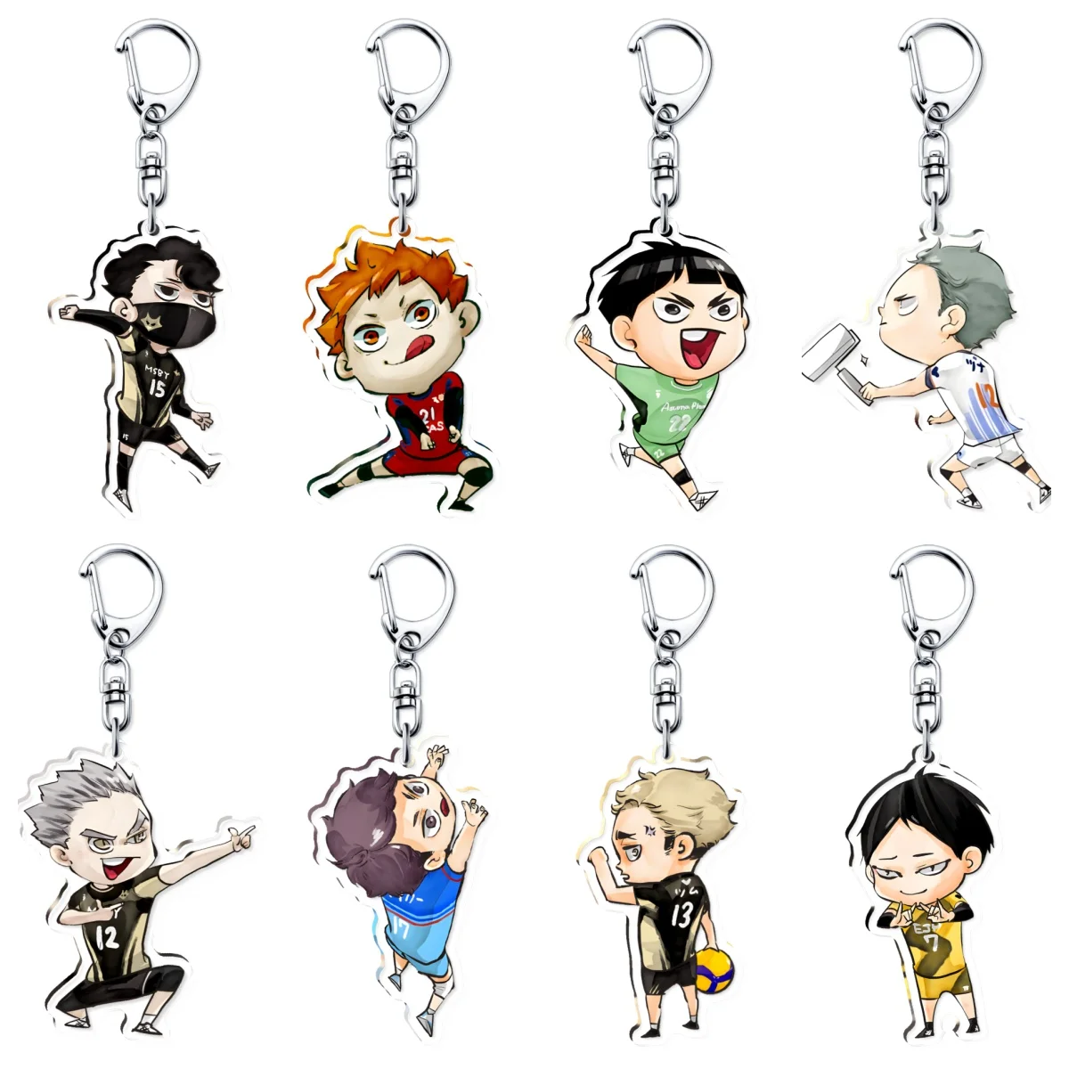 Anime Haikyuu!! Cartoon Acrylic Key Chain Cute Doll Keychains Bag Accessories Pendant Fans Decoration Key Ring Jewelry Gifts