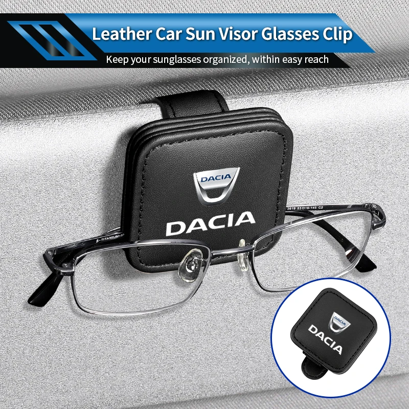 Car Visor Sunglasses Holder Leather Glasses Clip Card Clip Stickers For Dacia Duster Logan Sandero Lodgy Dokker Sandero Stepw