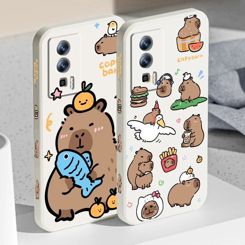 

Capybara Cartoon Fashion Cute Liquid Left Rope For Xiaomi Redmi 13C 12 12C K60 A1 K50 11 K40 10C 10 9A 9AT 9T 9C 5G Cover