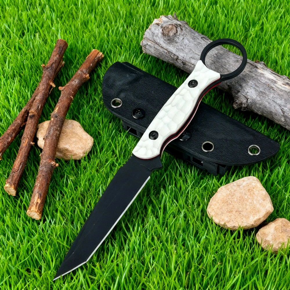 

G10 Ручка Высокая твердость Прямой нож Кемпинг Рыбалка Туризм EDC Режущие ножи Спасательные приключенческие инструменты для выживания с ножнами K