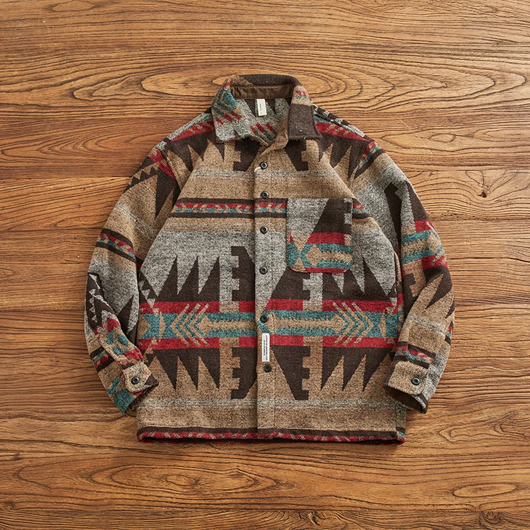 

Мужская куртка American Sle Thiened Long Sve irt Jaet, осень-зима, свободная, в этническом стиле, в стиле ретро, Personali Faion Ci Li...