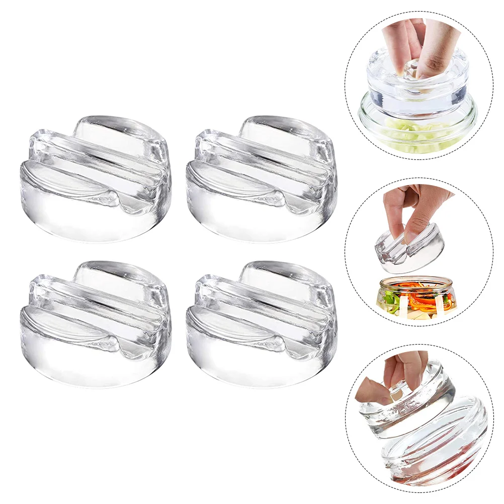 Jars Pickle Flip Jar 4pcs Fermenting Weights Clear Glass Weight with Easy Handle Lid for Pickle Jar Wide Mouth Pickling