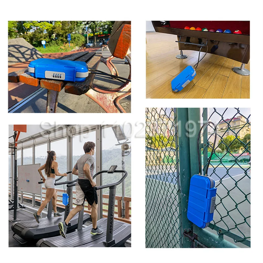 Caja de seguridad portátil, cerradura de combinación de 4 dígitos con cuerda, para acampar al aire libre, deportes de senderismo, gimnasio, caja de llaves de almacenamiento de seguridad