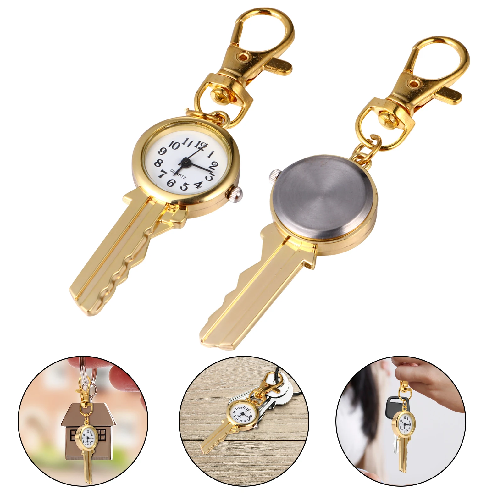 

Quartz Pocket Vintage Key Ring Keychain Vintage Metal Accessory for Bag Purse Retro Charm Statement Watches Men