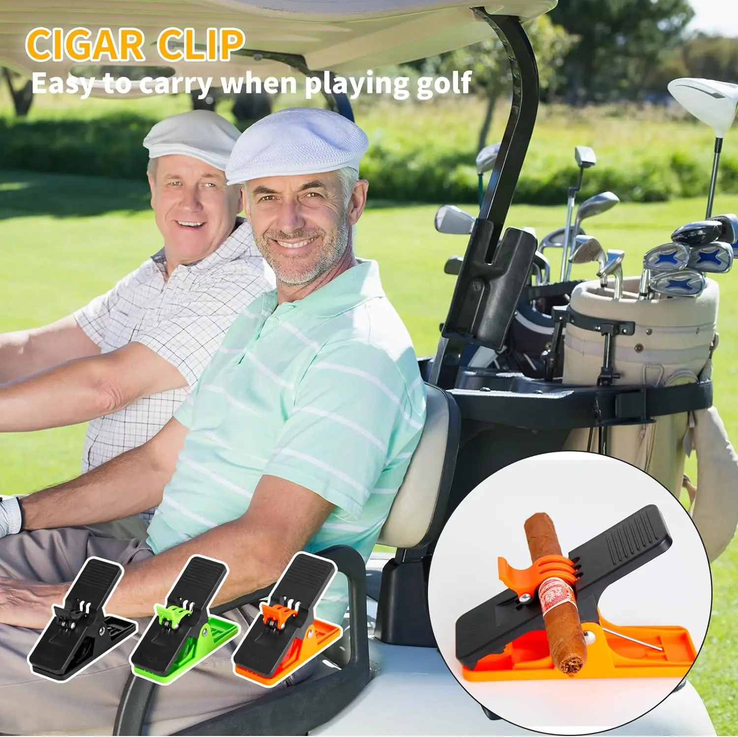 Multifunctional Cigar Holder, Golf Cigarette Cigar Clip Holder, Used for Golf Cart Bag, Portable Cigar clip, Cigarette Holder