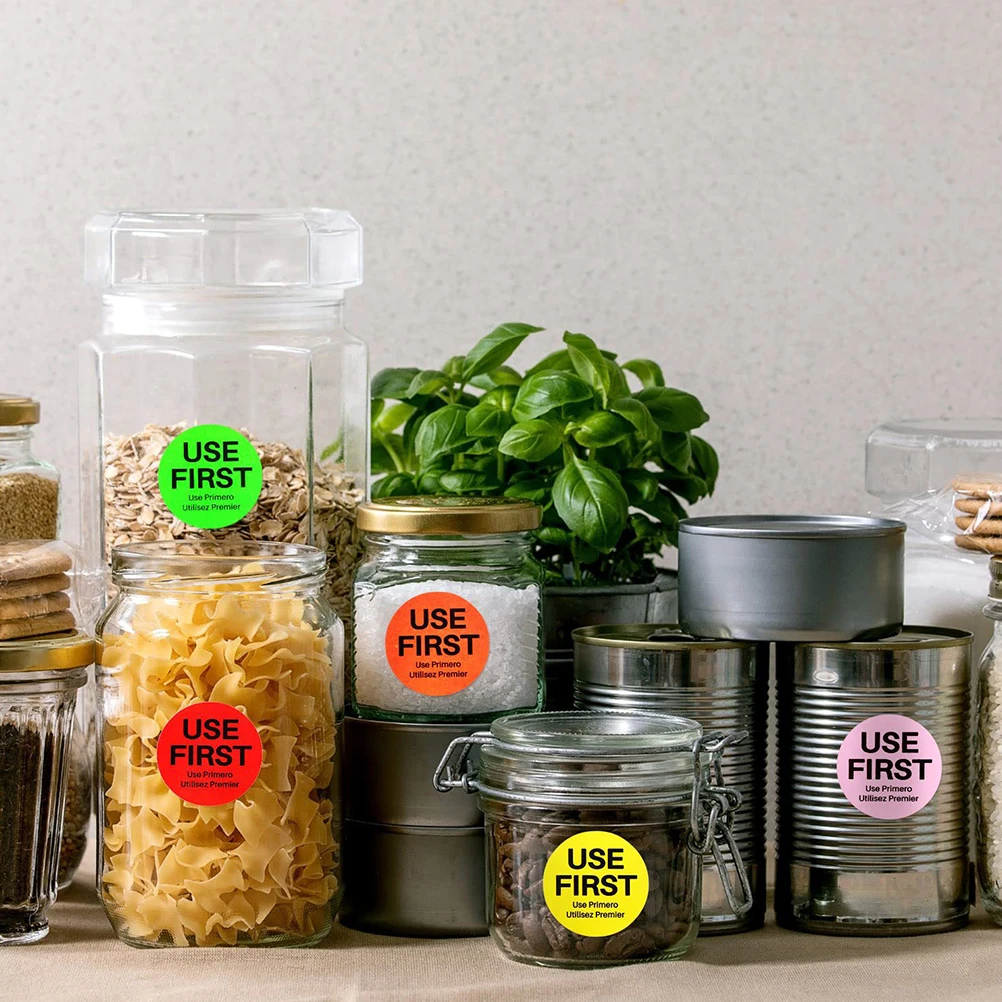 

3 Rolls Use First Labels Inventory Stickers Food Storage Round Adhesive Coated Paper Restaurant Home Use Organizer Decals Expiry