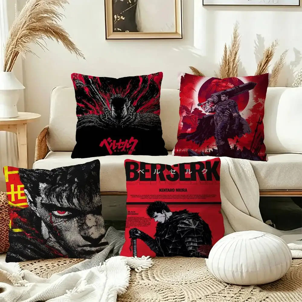 Anime Berserk Cushion Cover Car Throw Pillow Case For Sofa Car Christmas Gift 40x40cm 45x45cm