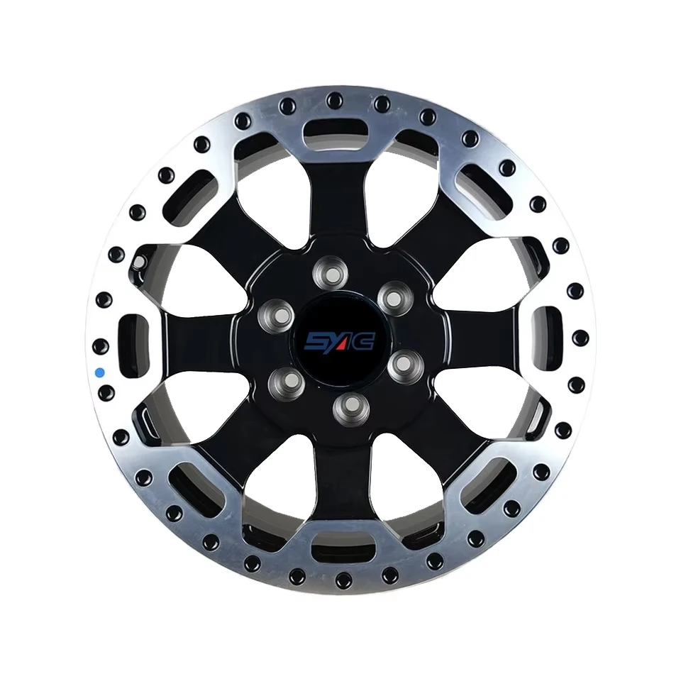 Hot Selling 17 Inch OFF ROAD Car Rims For Jeep Wrangler R17x9j/PCD6x139.7 Offset 0 Bright Black Machined High Load Alloy Wheels