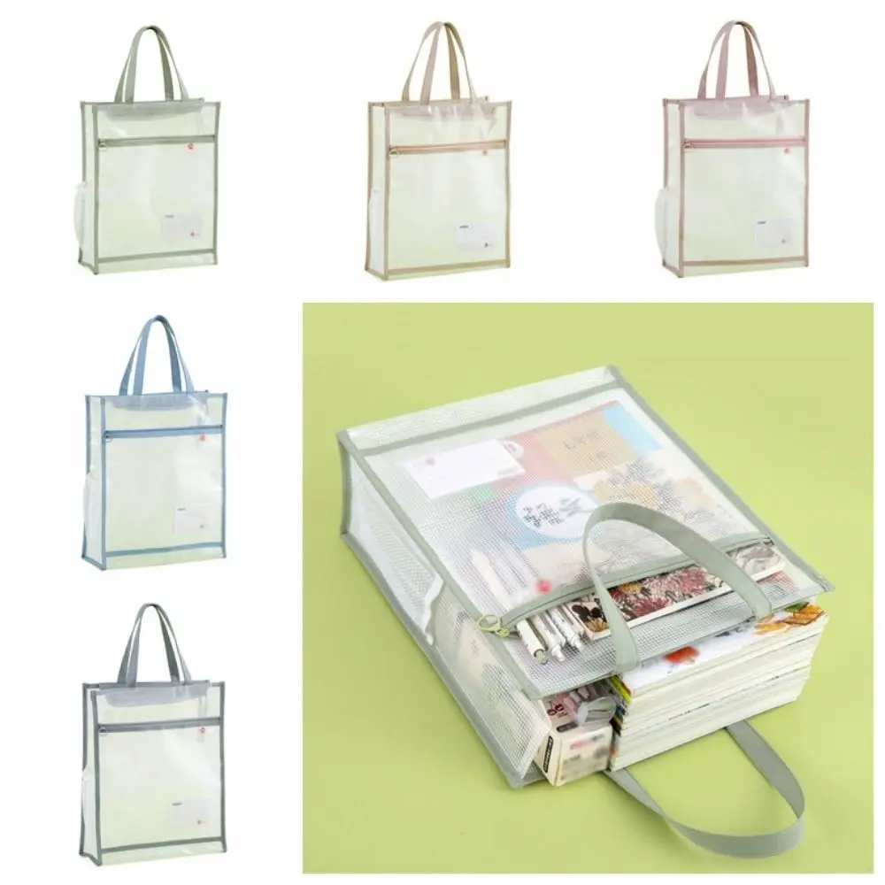 

Clear A4 File Storage Bag Multi-layer Waterproof Zipper Pouch Bag with Handle Large Capacity Data Document Bag