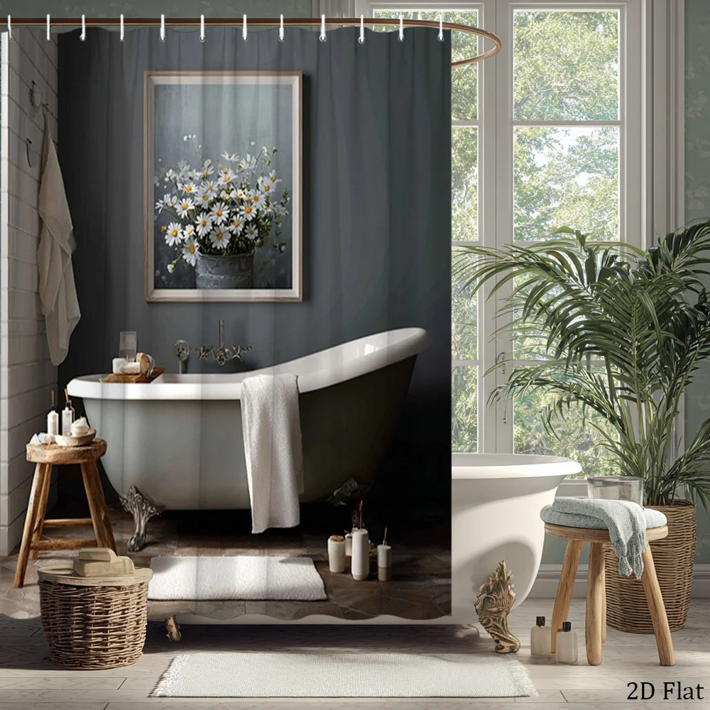 Waterproof Shower Curtain Gray Bathroom Curtain 180x200cm Modern Privacy Shower Screen for Luxury Home Spa Decor - view 5
