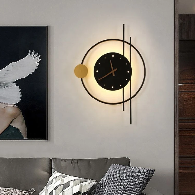 Wall Mounted Clock,Electroplated Metal Frame,Acrylic Clock with Lighting Function,Pointer Electronic Clock Diameter 30cm