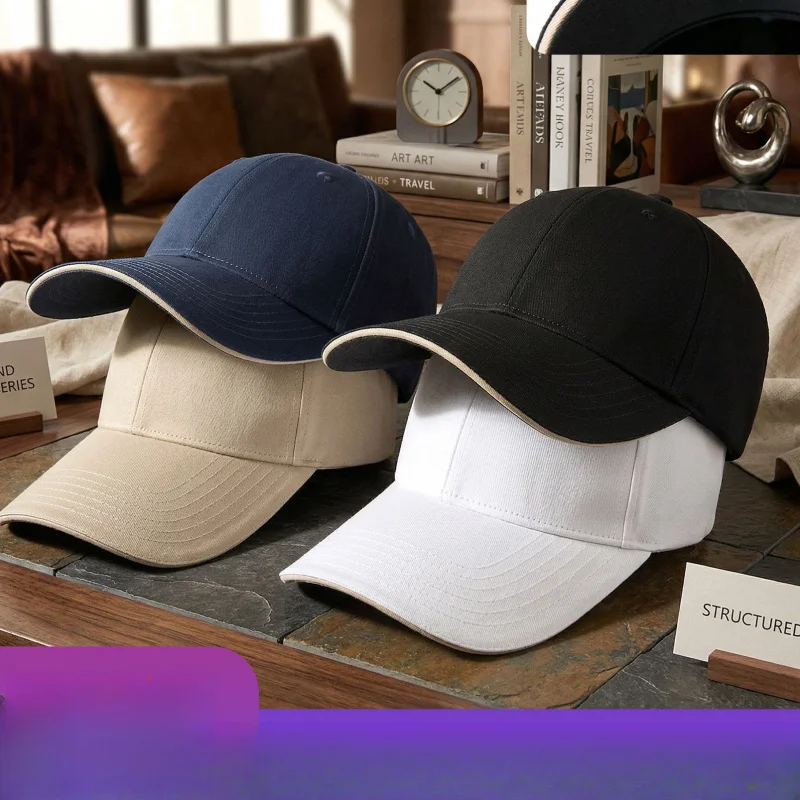 Frühling Sommer Farbblockierte Baseballkappe für Herren, Atmungsaktive Baumwollmütze mit Harter Krempe für Damen, Outdoor Kpop