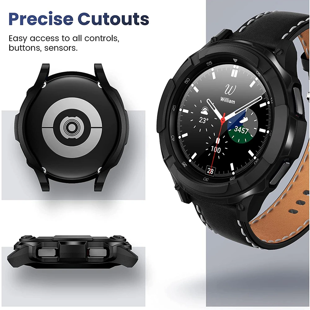 Case+2 Tempered Glass +Bezel Ring for Samsung Galaxy 42mm 46mm Soft Protective Bumper 3 in 1 Accessories Watch 4 Classic Cover