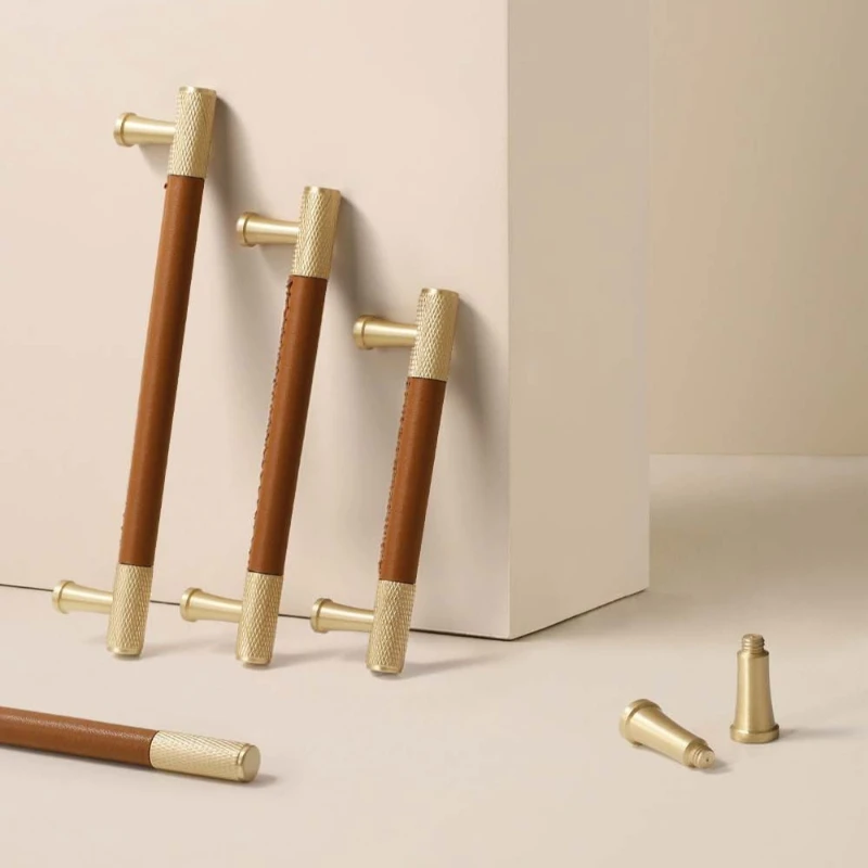 Nordic Creative Wardrobe Door Handle Modern Luxury Cowhide Brass Cabinet Handle High-end Drawer Cabinet Knob Cabinet  Handle