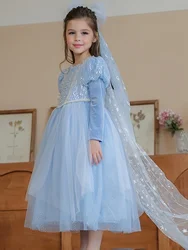 Girls sequined Elsa princess dress long sleeve ballet skirt dress Halloween Christmas gift