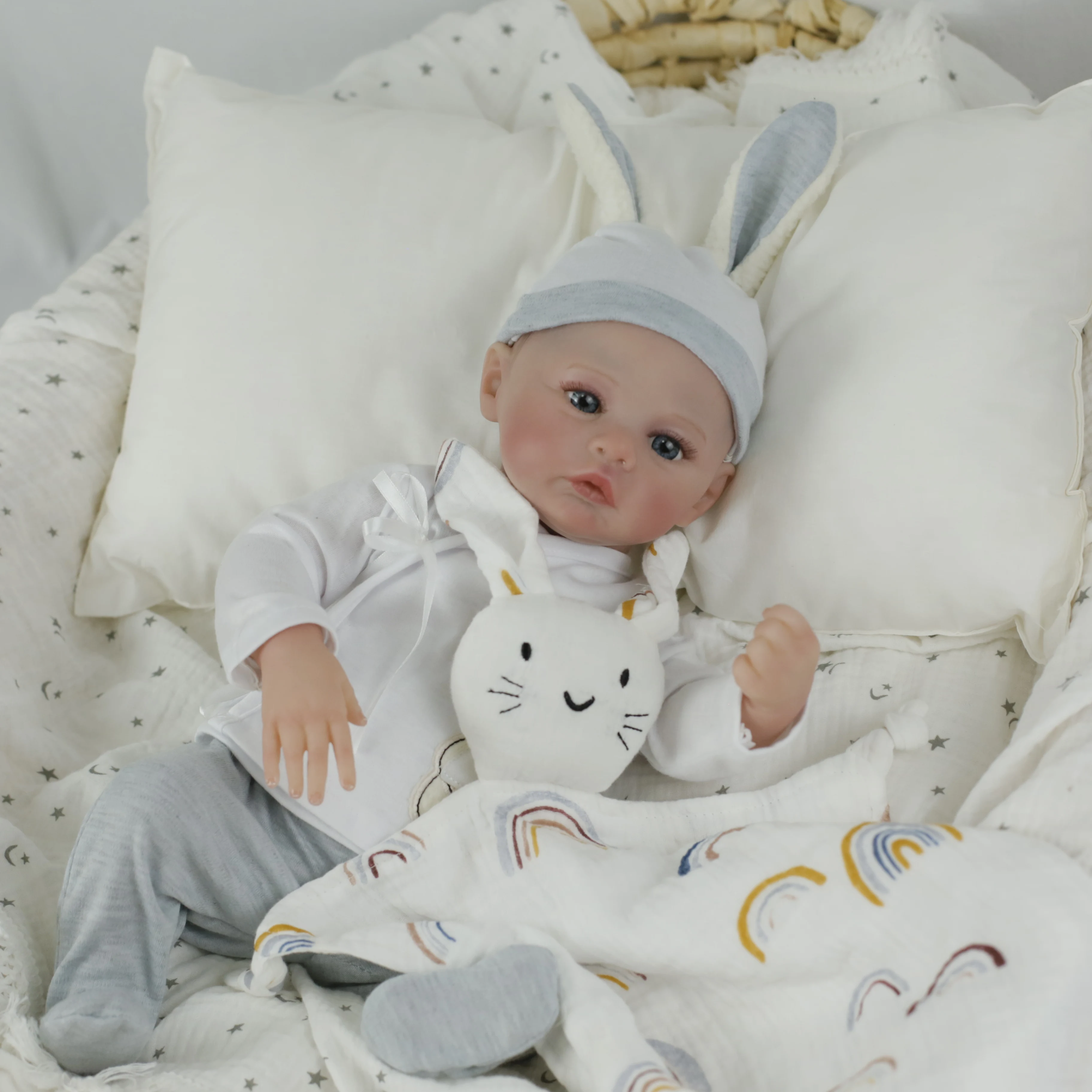 18 inch realistische herboren babypop tweeling weide full body siliconen vinyl al geschilderd collectible kunstpop speelgoed kerstcadeaus