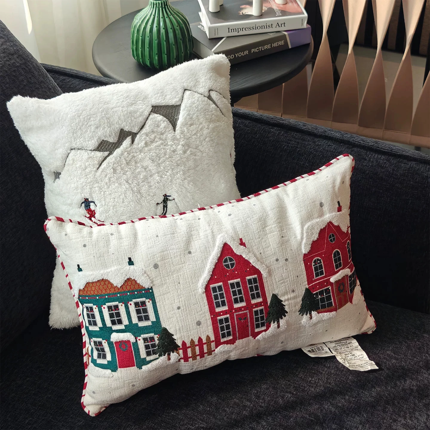 Festive New Year Christmas Throw Pillow Nordic Winter Lumbar Cushion for Sofa Bedroom Home Decor Gift