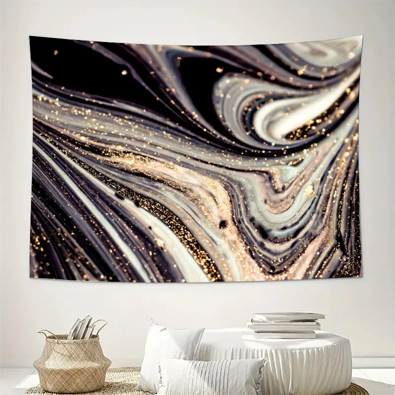 Luxury Abstract Gold Galaxy Swirl Tapestry Wall Hanging Decor Art Print for Living Room Bedroom Home Accent