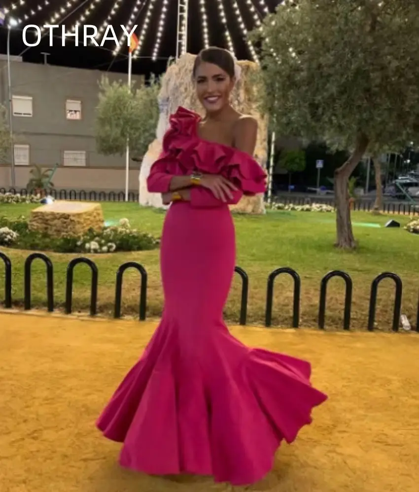 

Formal Prom Gowns Plest Wave Strap Long Sleeves Women Party Dress vestidos de noche Purple Mermaid Evening Dresses