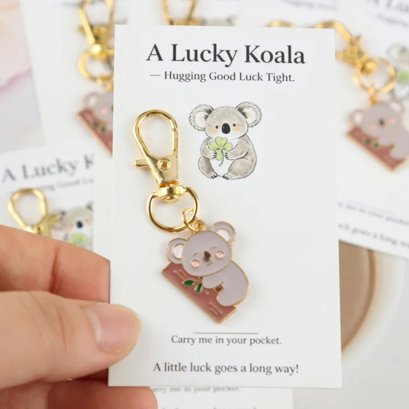 10/14pcs 2dFunny and Quirky Koala Series Keychain Set Comes with a lucky koala card Can write blessing messages Mini eucalyptus