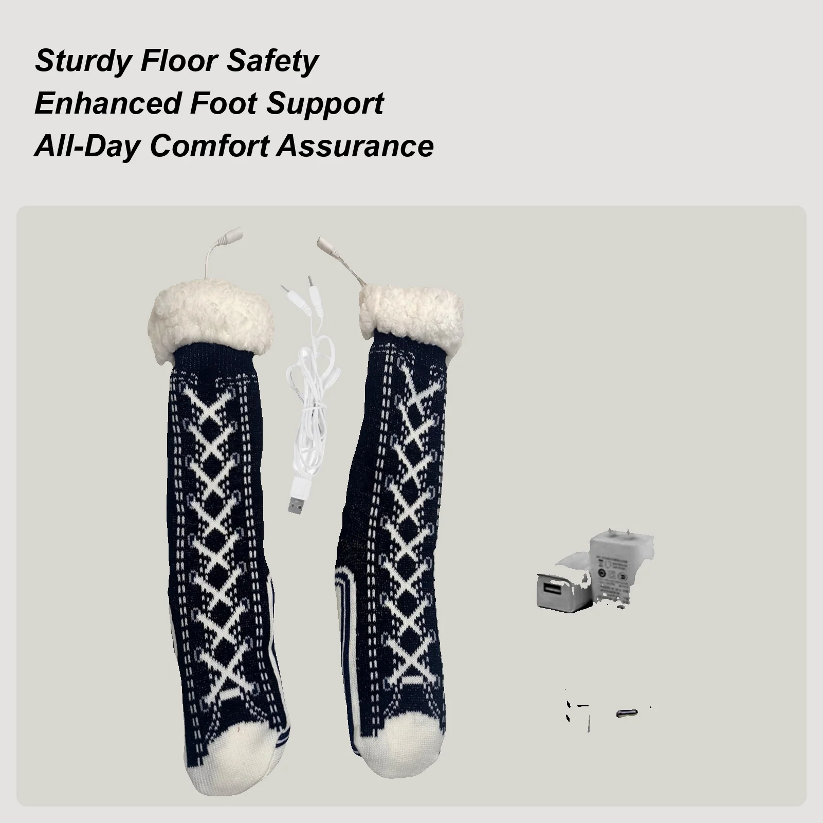 

USB Heated Socks, Non-Slip Warm Footwear for Indoor Sleeping Boots & Winter Daily Use & Outdoor Cold Weather Activities