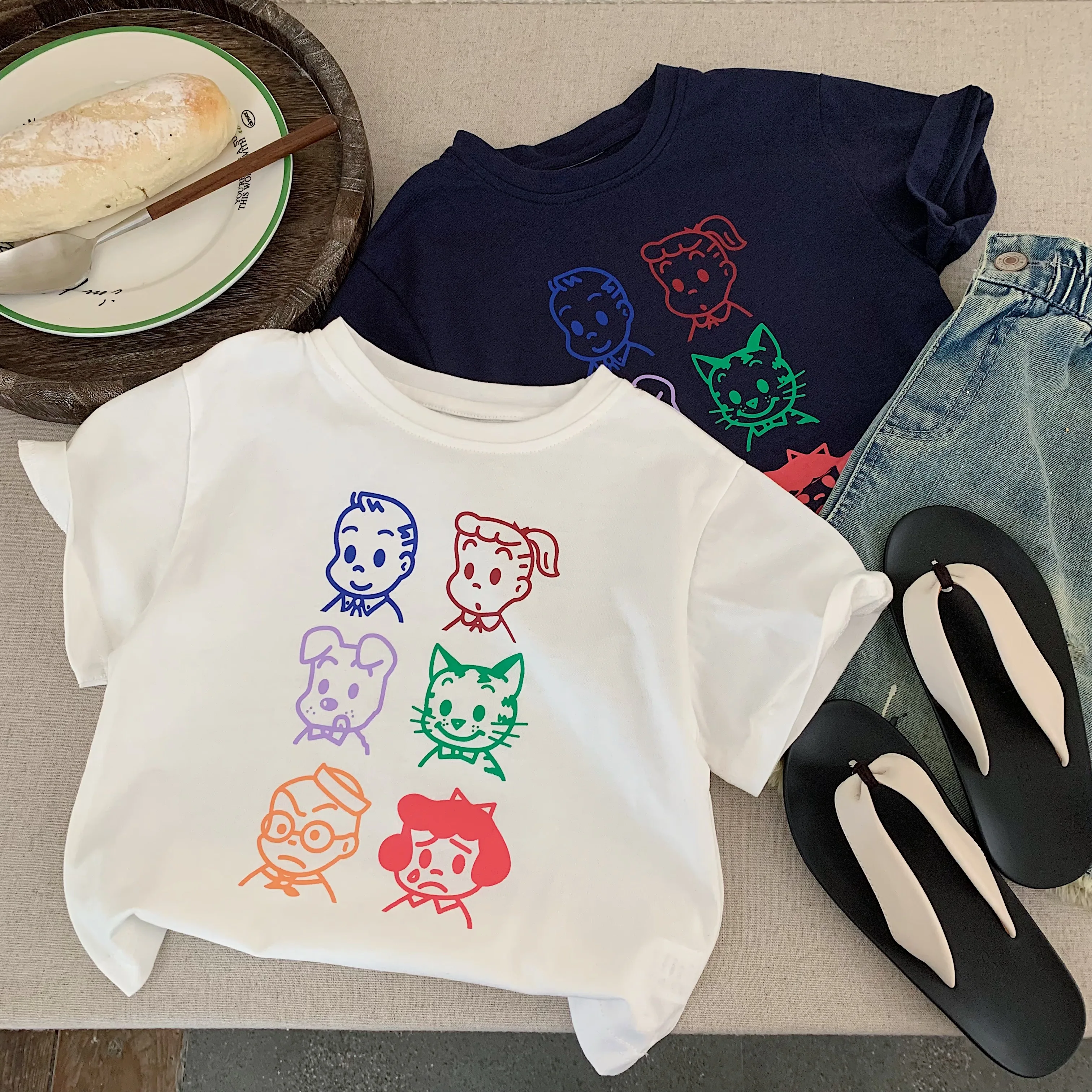 Children's Short-Sleeved Summer T-Shirt Cartoon Avatars Japanese Style for Boys And Girls Baby Summer Wear