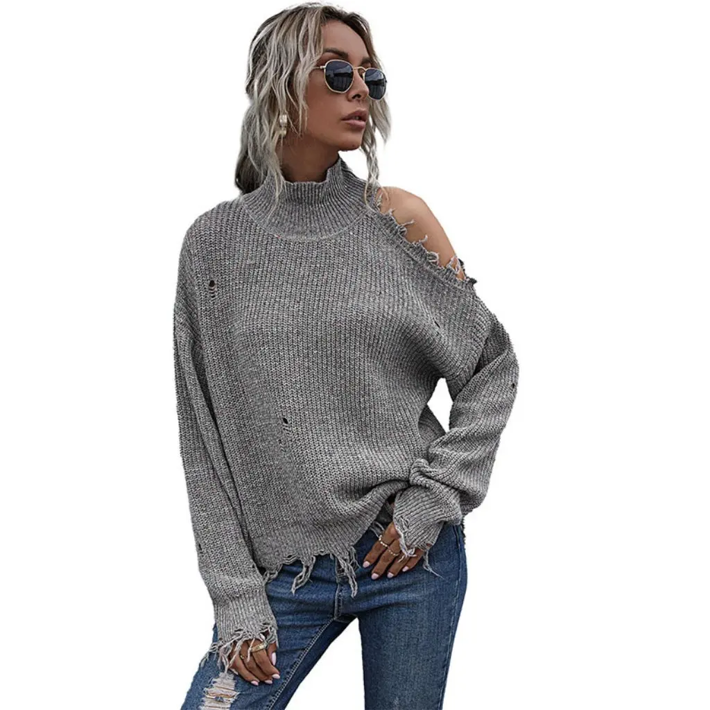 

Women's Solid Color Long-Sleeved Sweater Thick Needle Semi-High Collar European And American Style Autumn Winter Top
