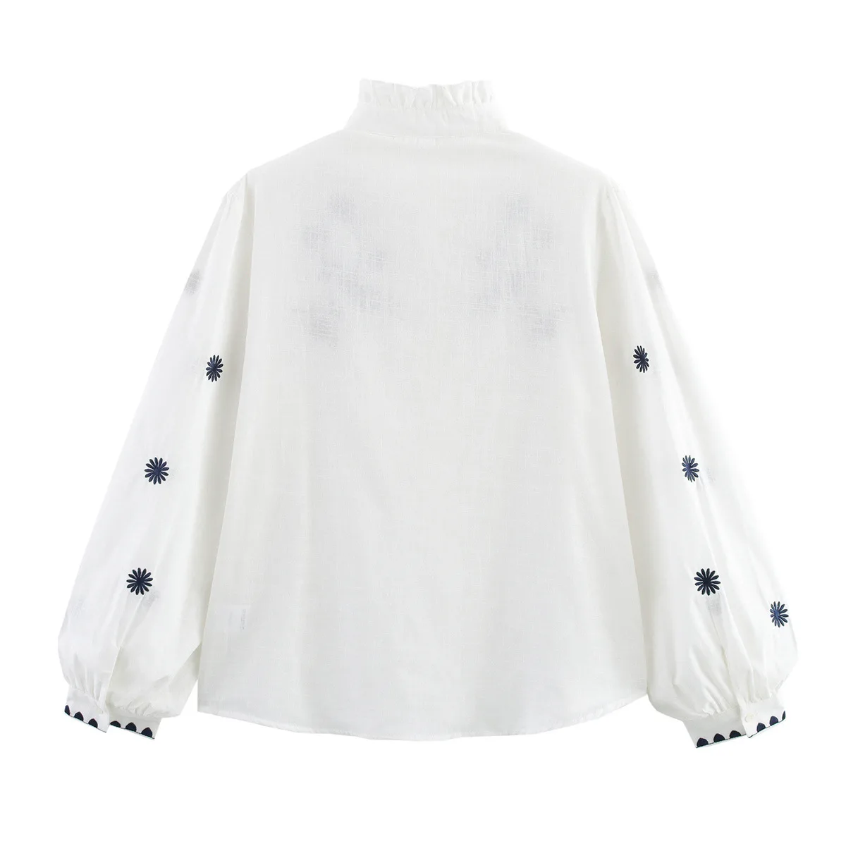 2025 夏春トップスファッションホリデーパーティー Blusas 女性エレガントな刺繍 O ネックチュニックヴィンテージロングランタンスリーブブラウス